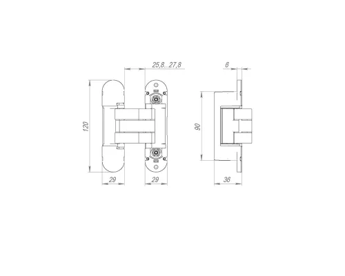 Петля Armadillo (Армадилло) скрытой установки U3D6000 SN (11160UN3D) SC «матовый хром»