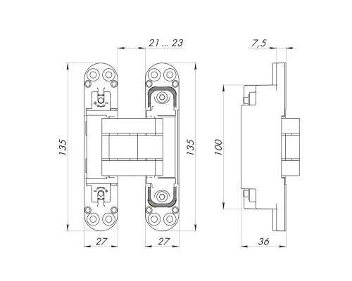 Петля Armadillo (Армадилло) скрытой установки U3D7800.VPG SC мат. хром TECH