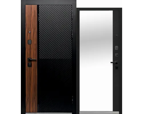 Luxor Дуб диагональ орех каньон коньяк + сатин черный - сатин черный + зеркало