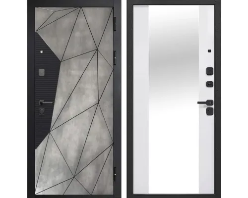 9 см Геометрия Сатин черный + Бетон Лофт грей - Бетон снежный + Зеркало