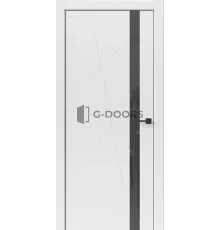 ГЕОМЕТРИЯ Белый ПВХ, чёрная АВС кромка, (с 4х сторон), стекло черный лакобель