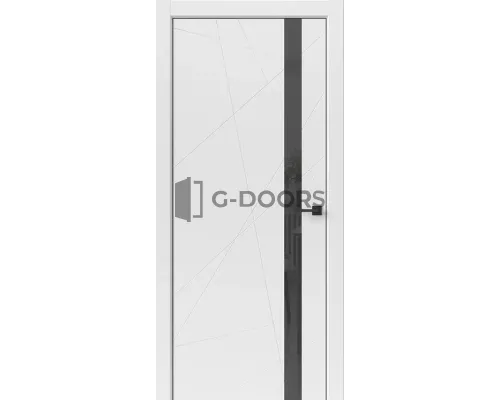 ГЕОМЕТРИЯ Белый ПВХ, чёрная АВС кромка, (с 4х сторон), стекло черный лакобель