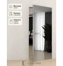 Скрытая дверь с зеркалом с одной стороны 2000 мм, прямое открывание, кромка хром